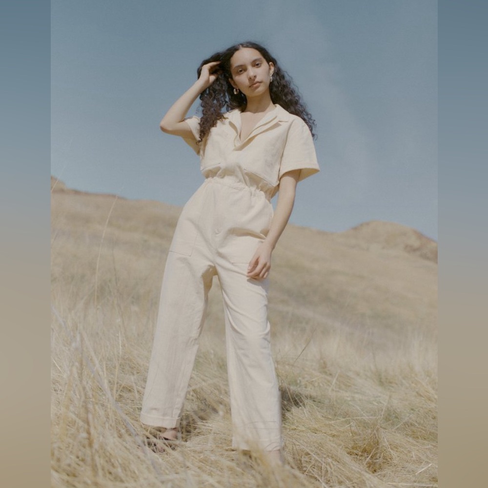 OZMA Carrasco Cream Jumpsuit for Women Small